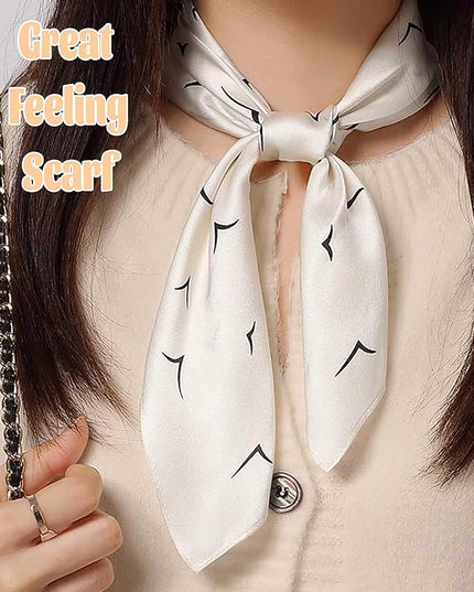 kcctoo 27.5" Mulberry Silk Feeling Head Scarf Women's Fashion Square Neck Satin Scarfs for Bag Hair Scarves Gift