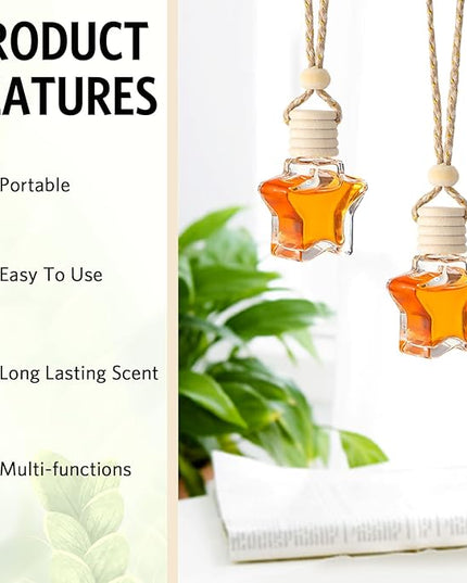 BBTO 100 Pcs Car Air Fresheners Diffuser with Wooden Cap Empty Aromatherapy Diffuser Clear Fragrance Holder Pendant Hanging Perfume Fresheners for Car Decor (Clear, Star)