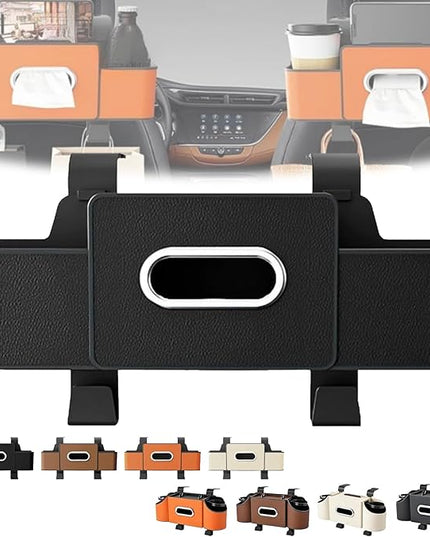3-in-1 Car Backseat Organizer–Keep Your Ride Clean Organized, Car Organizers and Storage Box Behind Seat, Multifunctional Hanging Cars Organizer and Storage Box with Cup Holder & Tissue Boxs (Black)
