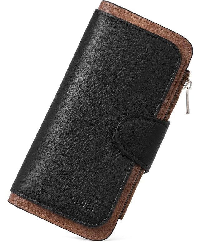 CLUCI Wallet For Women PU Leather RFID Blocking Womens Wallet Bifold Card Holder with ID Window Gifts for Women Birthday | RFID Blocking, Designer, Trifold, Card Holder, ID Window