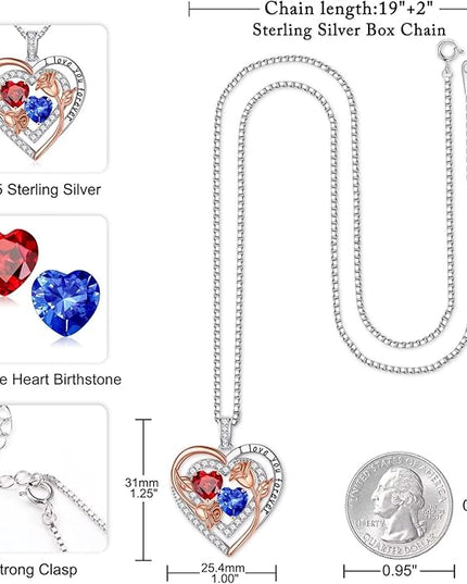 Iefil Christmas Gifts for Women - Sterling Silver Birthstone Necklace Anniversary Birthday Gifts for Her Wife Mom Daughter