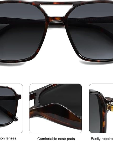 SOJOS Trendy Vintage Aviator Square Sunglasses For Womens Mens Retro 70s UV400 Women Sun Glasses SJ2327