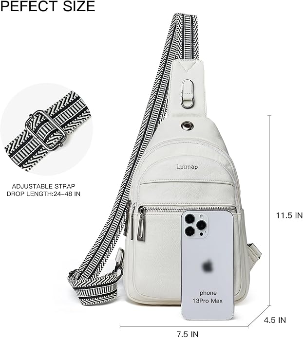 Sling Bag For Women Faux Leather Small Casual Daypack Backpack Fanny Pack Crossbody Chest Bags Purse