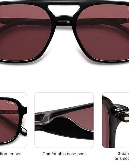 SOJOS Retro Aviator Sunglasses for Women Men,Trendy Rectangle Womens Mens Shades Sun Glasses SJ2202