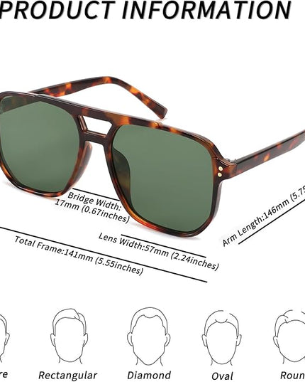 FEISEDY Retro Square Aviator Sunglasses Women Men 70s Vintage Trendy Plastic Frame Sun Glasses B2835