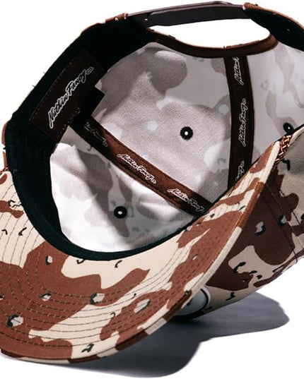 Nuthin Fancy CO Rambler Camo Snapback Hat, 6-Panel with Logo Patch, Pre-Curved Bill and Adjustable Plastic Snap, Desert