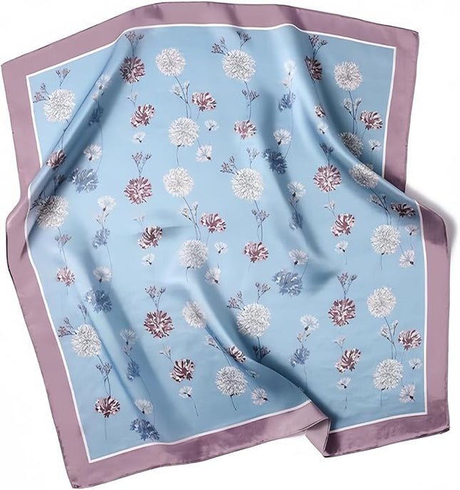 MINIDORA Satin Scarves for Women 27.5 × 27.5 inches Medium Square Elegant Silk Feeling Head Scarf