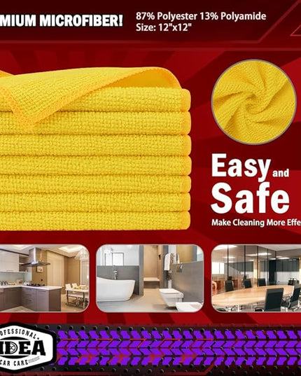 AIDEA Microfiber Cleaning Cloth, 20PK, Microfiber Towels for Cars, Premium All Purpose Car Cloths, Dusting Cloth Cleaning Rags, Absorbent Towels for SUVs, House, Kitchen, Window, 12"×12", Yellow