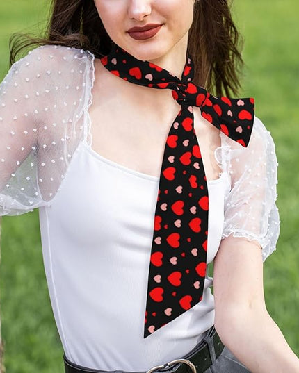 Valentine Red Hearts Bandanas Head Scarf For Women Hair Scarves Accessories Lightweight Fashion Wrap Neck Headscarf
