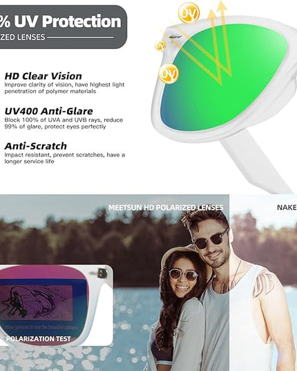 MEETSUN Polarized Sunglasses for Women Men Classic Retro Square Frame Driving Sun Glasses UV Protection