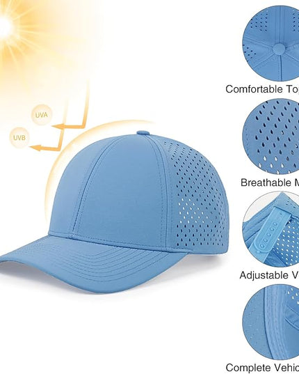 kozinu Quick Dry Baseball Cap Curved Brim Snapback Hat Laser Cut Mesh Ball Cap Golf Ball Cap for Men Women