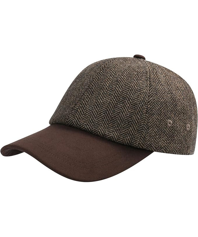 BOTVELA Wool Baseball Cap for Men Adjustable Unstructured Tweed Hat