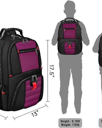 YOREPEK Travel Backpack, Extra Large 50L Laptop Backpacks for Men Women, Water Resistant College Backpack Airline Approved Business Work Bag with USB Charging Port Fits 17 Inch Computer, Purple