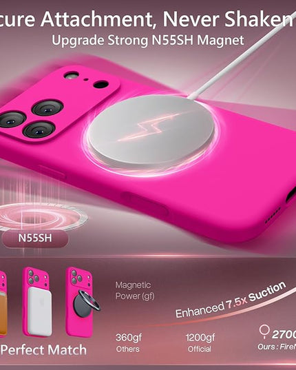 FireNova Magnetic for iPhone 17 Pro Max Case, Compatible with MagSafe, [Integrated Silicone Camera Control Button] [Camera Protection] Anti-Scratch Microfiber Lining Phone Case, 6.9", Hot Pink
