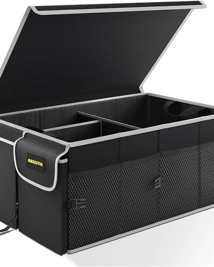MIKKUPPA Car Trunk Organizer - 65L Collapsible Trunk Organizer with Lid, Sturdy Car Storage for SUV Auto Truck Van with Adjustable Straps and Non Slip Bottom