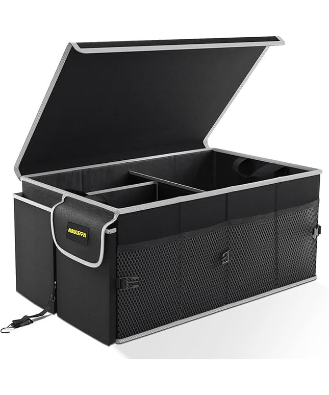 MIKKUPPA Car Trunk Organizer - 65L Collapsible Trunk Organizer with Lid, Sturdy Car Storage for SUV Auto Truck Van with Adjustable Straps and Non Slip Bottom