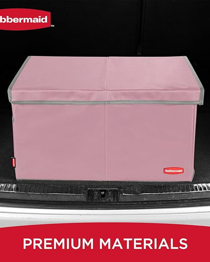 Rubbermaid Car Organizer, Collapsible Trunk Organizer, Multi-Compartment Car Storage Organization for Car Accessories, 2 Compartments With Cover, 21.65"*14.17"*12.2" - Pink