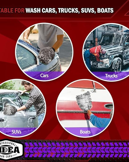 AIDEA Car Wash Mitt Microfiber-2Pack, Scratch-Free& Lint-Free, Premium Chenille Microfiber Wash Mitt-Grey Regular Size (7.12''X10.14'')