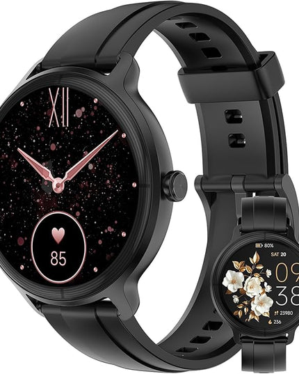 Smart Watches for Women Men 1.27" HD Fitness Tracker with Heart Rate/Sleep/Step/SpO2 Monitor, IP68 Waterproof Watch for Android iOS (Black)