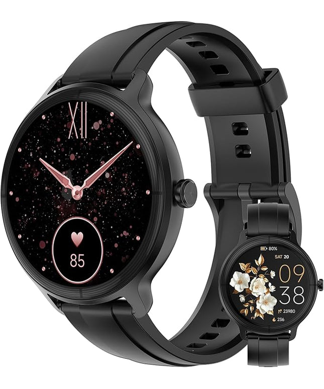 Smart Watches for Women Men 1.27" HD Fitness Tracker with Heart Rate/Sleep/Step/SpO2 Monitor, IP68 Waterproof Watch for Android iOS (Black)