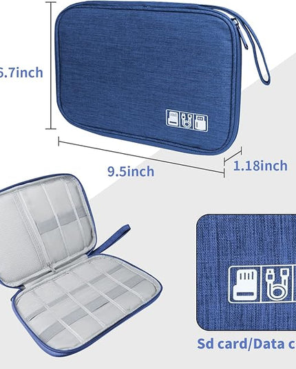 Electronics Travel Organizer,Portable Waterproof Electronic Travel Storage Bag for Small Charging Cord Storage,Charger,Small Electronics,SD Card etc,for Travel,Business -Navy Blue