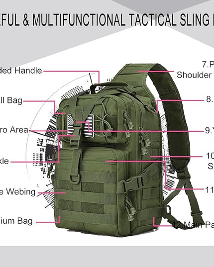 HAOMUK Tactical Sling Bag Pack Military Rover Shoulder Sling Backpack EDC Molle Assault Range Bag
