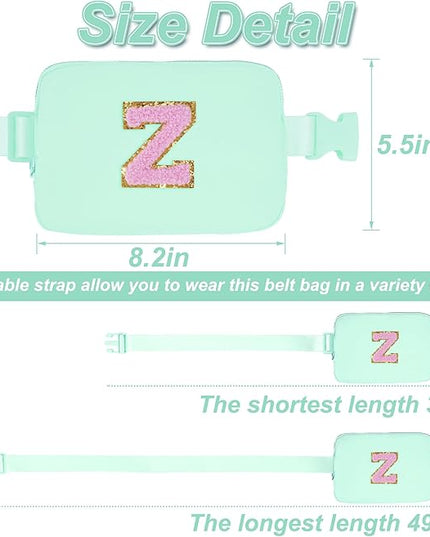 Uygafly Belt Bag Fanny Pack Crossbody Bags with Initials Letter Patch Cute Stuff Birthday Gifts for Teenager Girls Trendy Stuff for Teens | Z,Light Green