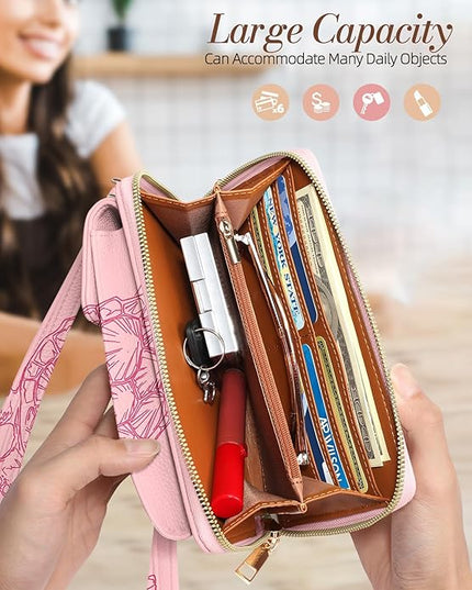 Cute Small Crossbody Purse Cell Phone Bags for Women - Leather Cellphone Wallet Purse with Shoulder Strap