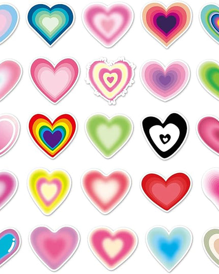 Love Heart-Shaped Stickers, 50pcs Waterproof Vinyl Stickers for Water Bottles, Laptops, Phones, Skateboards, and Luggage