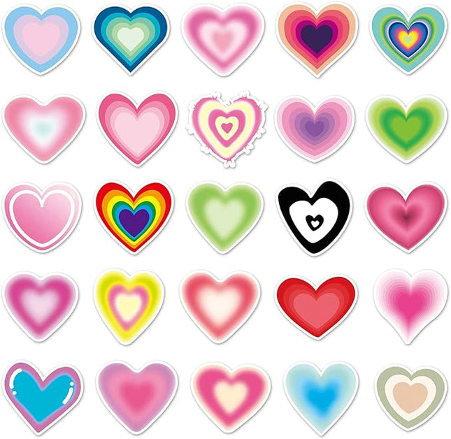 Love Heart-Shaped Stickers, 50pcs Waterproof Vinyl Stickers for Water Bottles, Laptops, Phones, Skateboards, and Luggage