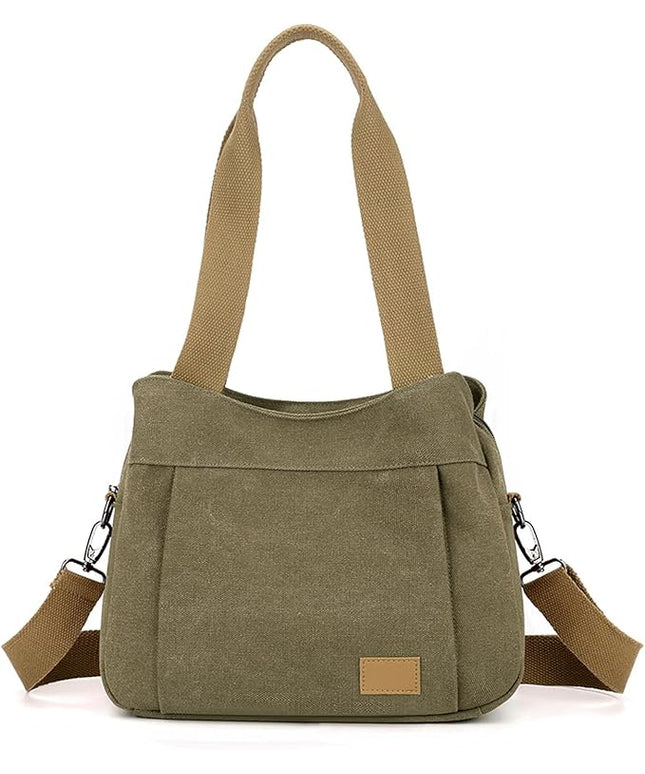 Sunshinejing Women's Canvas Purse Small Shoulder Tote Work Crossbody Bag Multi-pocket Handbag