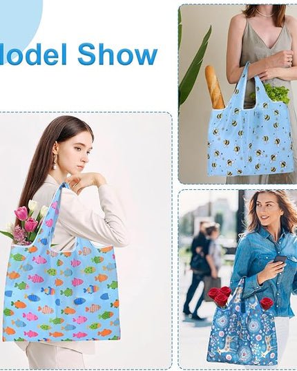Extra Large 50lbs Foldable Reusable Shopping Bags kitchen reusable grocery bags Washable Polyester Bags in Pocket