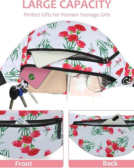 MAXTOP Large Crossbody Fanny Pack with 4-Zipper Pockets,Gifts for Enjoy Sports Festival Workout Traveling Running Casual Hands-Free Wallets Waist Pack Phone Bag Carrying All Phones