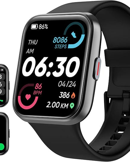 Tensky Smart Watch for Men/Women Android & iPhone, Alexa Built-in, 1.8" Touch Screen Fitness Tracker with Answer/Make Calls, 3ATM Waterproof Heart Rate/Sleep/SpO2 Monitor, Pedometer, 100+ Sport Modes