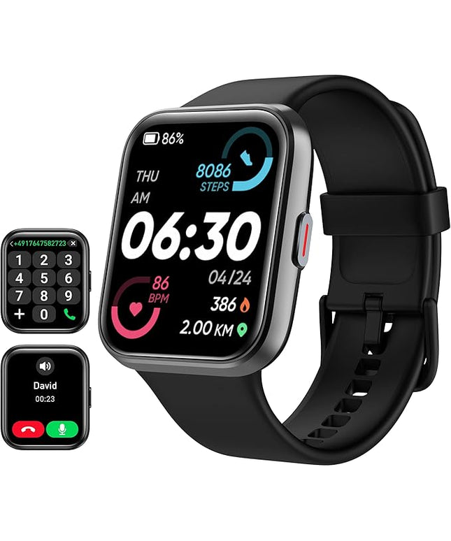 Tensky Smart Watch for Men/Women Android & iPhone, Alexa Built-in, 1.8" Touch Screen Fitness Tracker with Answer/Make Calls, 3ATM Waterproof Heart Rate/Sleep/SpO2 Monitor, Pedometer, 100+ Sport Modes
