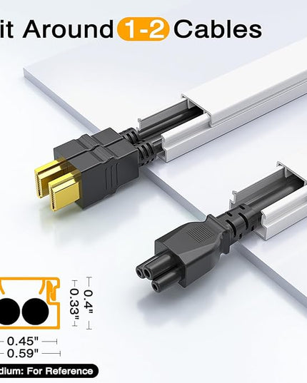 Delamu 157in Cord Covers for Wires on Wall, Cord Hider for 1 Cord, Paintable Cable Hider, Cable Management Wire Covers for Cords, W0.55 H0.4in, White