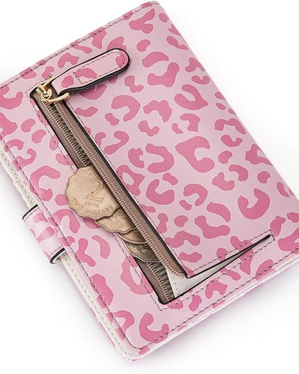 Passport Holder for Travel Essentials, RFID Blocking Passport Wallet Cover with Magnetic Closure, Passport Book Holders for Women and Men (Pink Leopard)