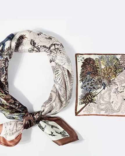 ANDANTINO 100% Real Mulberry Silk Scarf -21'' x 21''- Lightweight Neckerchief –Women Men Small Square Digital Printed Scarves