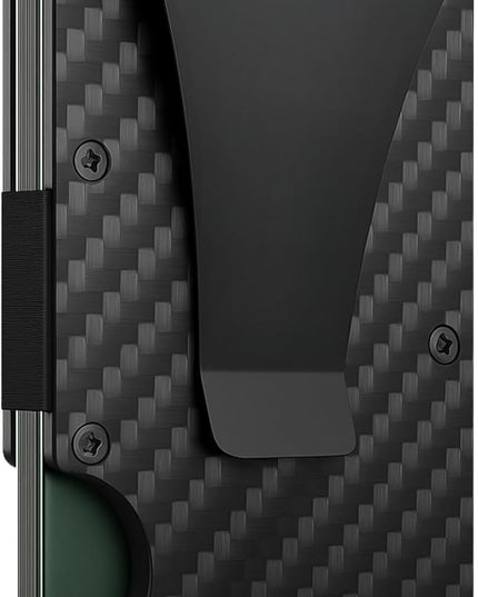 DEMVRI Carbon Fiber Wallet for Men Slim RFID Blocking Minimalist Card Holder with Money Clip, Scratch-Resistant Ultra-Light Metal Wallet, Compact Design, Gift Box Included