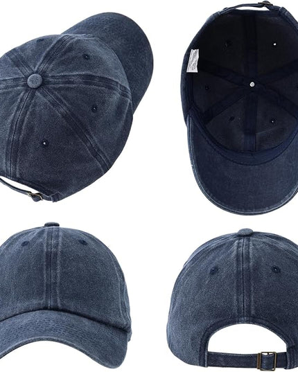 MEINICY 3 Packs Washed-Cotton Plain Baseball Cap, Vintage Adjustable Dad Hats Gift for Men/Women,Unstructured