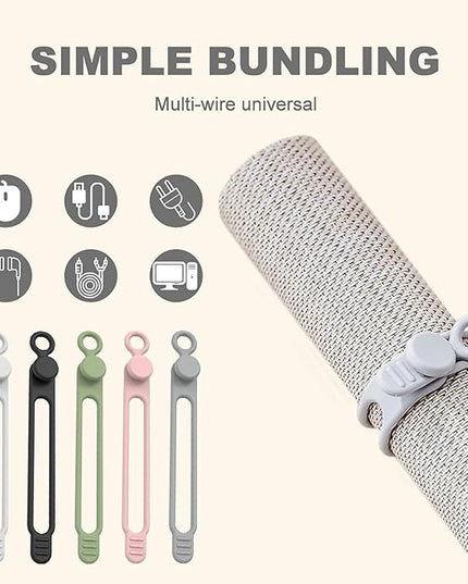 Data Cable Organizer, 2026 Upgrade Silicone Headphone Organizer, Silicone Cable Ties Reusable Cable Management Organizer Multipurpose Elastic Cord Organizer for Bundling and Fastening Cable (30Pcs)