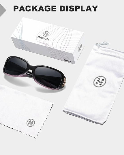 HAOLOTA Women's Polarized Sunglasses - Fashionable Wraparound Butterfly Design with UV400 Protection