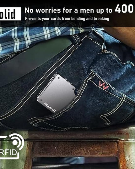 Lenvoten Extra Durable Hinged Minimalist Wallet for Men | Slim Metal RFID Blocking Wallet | Credit Card Holder & Money Clip Holds 20 Cards | Premium Scratch-Resistant Finish | Ideal Gift for Men