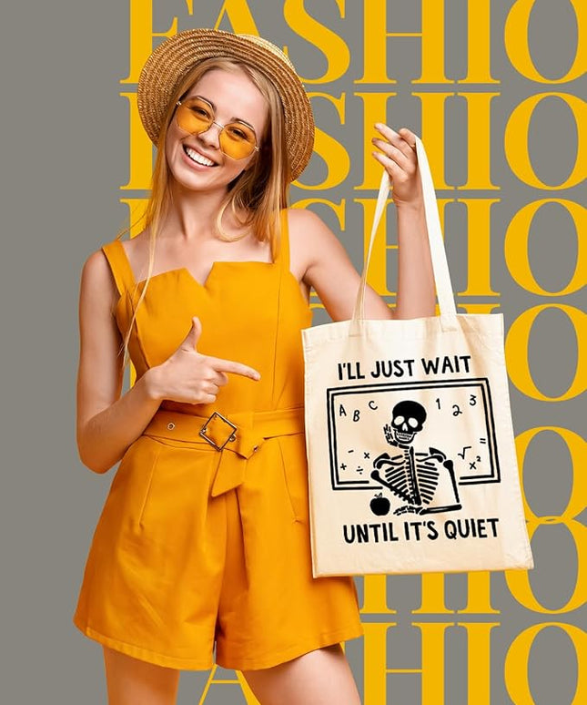 AUSVKAI Canvas Tote Bag Aesthetic for Women, Cute Reusable Cloth Cotton Bags for College Shopping Beach Grocery Trendy Gifts
