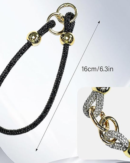Glitter Phone Wrist Strap for Women Men - Sparkling Rhinestone Design Phone Bracelet Keychain, Anti-Lost Cellphone Lanyard for Mobile, Bag & Key Accessories (Z-Black)