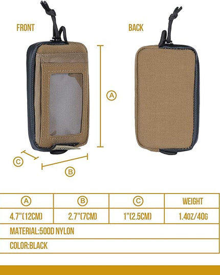 ONETIGRIS Front Pocket Wallet with Zippers Small Coin Purse Tactical Wallet Nylon Minimalist Wallet for Men Women, Brown