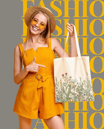 AUSVKAI Canvas Tote Bag for Women, Aesthetic Cute Grocery Grocery Reusable Cotton Gift Bag for Shooping Beach Trendy Gifts