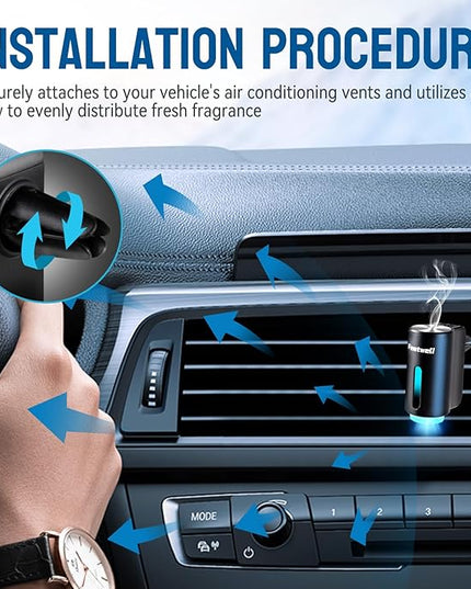 Featwell Car Air Freshener, Three Adjustable Modes Intelligent Car Aroma Diffuser, Rechargeable Car Aroma Diffuser, Black
