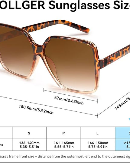 Dollger Oversized Square Sunglasses for Women Big Large Wide Fashion Shades for Men UV Protection Unisex