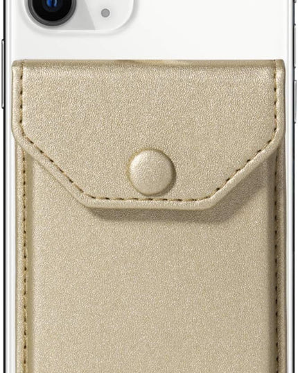 Card Holder for Back of Phone Adhesive Cell Phone Leather Wallet Stick On Card Holder Credit Card Holder Pocket for Men Women RFID Blocking Covers Gold